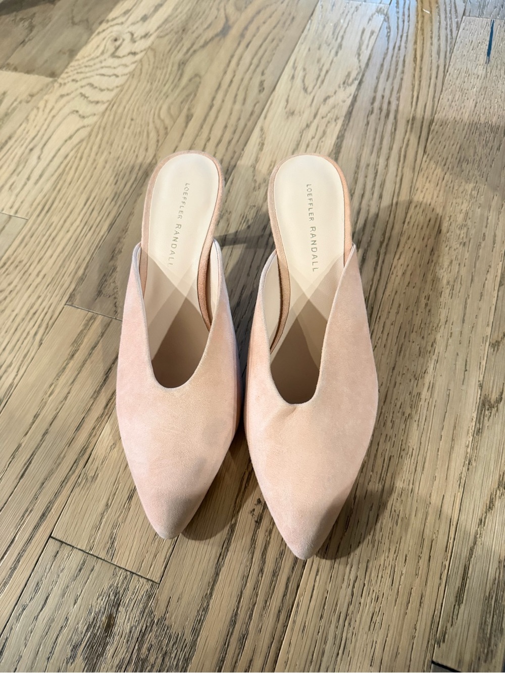 Loeffler Randall Blush Pink Suede Pointed Toe Mule Heels